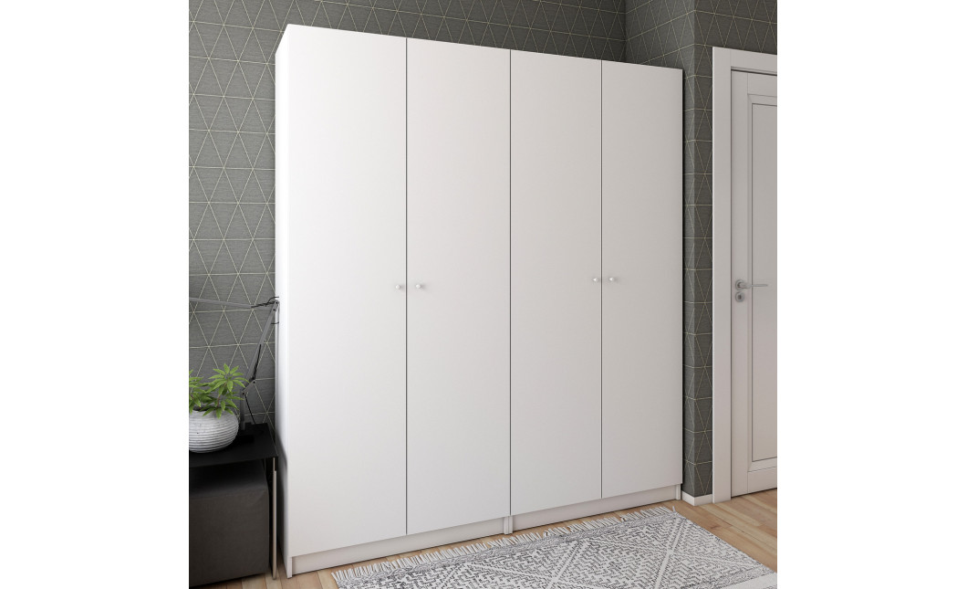 Nyílóajtós gardróbszekrény Doros Promo Fehér 2+2 bútorlap 180x48x204 (42005008)