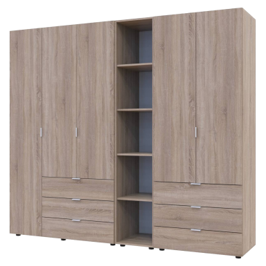 Gardróbszekrény szett Doros Gelár nyitott polccal Sonoma tölgy 2+3 bútorlap 231.9х49.5х203.4 (42005046)