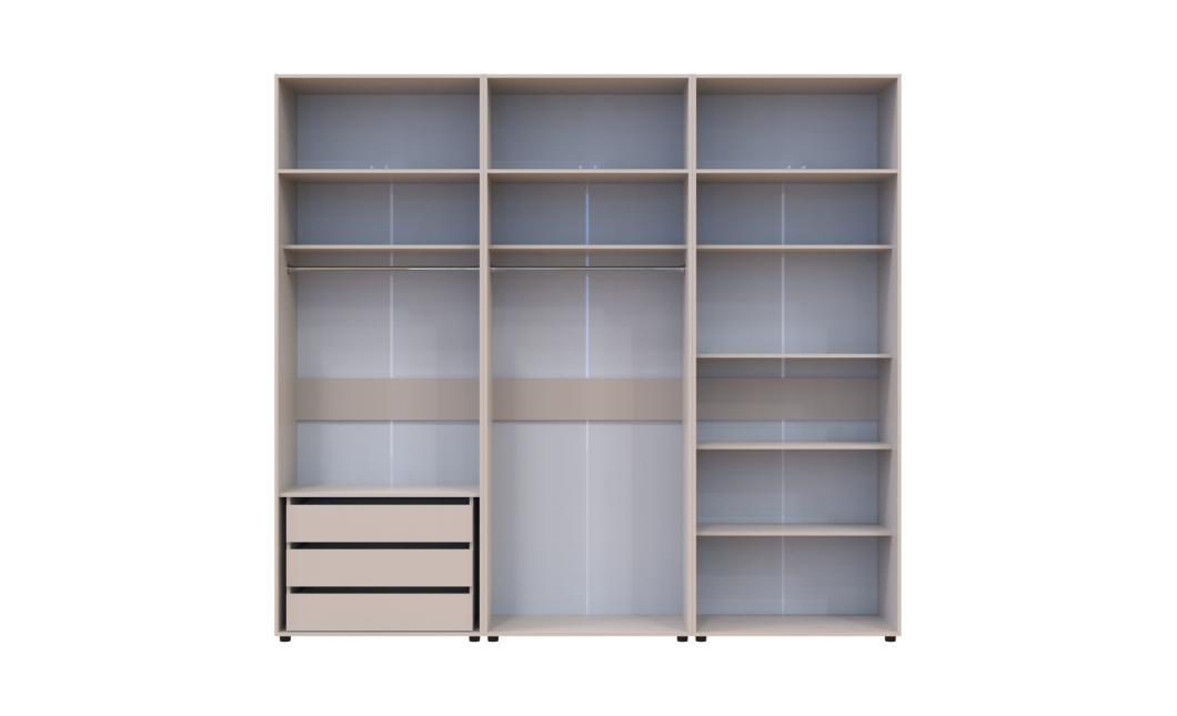 Gardróbszekrény fiókokkal, polcokkal és felsőszekrénnyel Doros Kasper Kasmír 2+2+2 ajtó 270x48x245 (42005732)