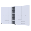 Gardróbszekrény szett Doros Gelár nyitott polccal Fehér 4+4 bútorlap 348,2x49,5x203,4 (42005040)