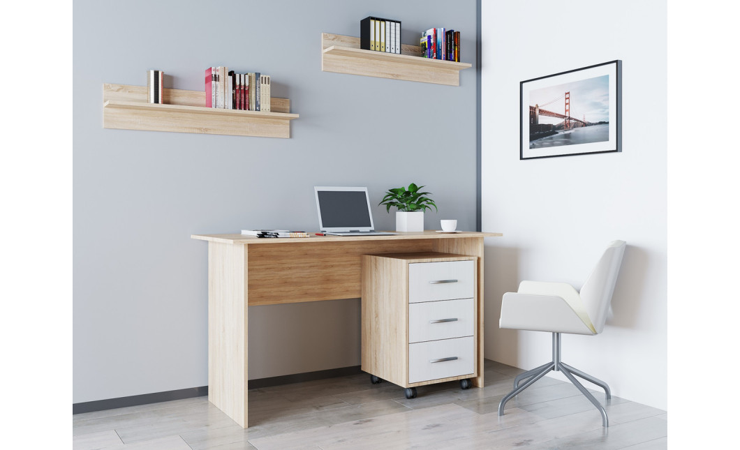 Számítógépasztal Doros T3 Sonoma tölgy / Fehér 120x60x78 (44900060)