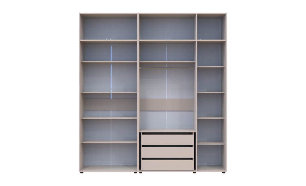 Gardróbszekrény fiókokkal, polcokkal és felsőszekrénnyel Doros Kasper Kasmír 2+3 ajtó 225x48x245 (42005556)