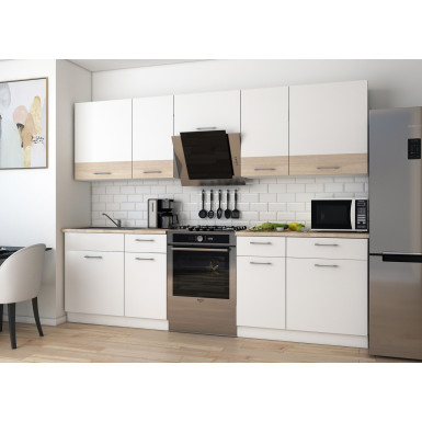 Leia Konyha Doros 2.6 m Fehér/Sonoma tölgy bútorlap 260x60x250 (81000009)