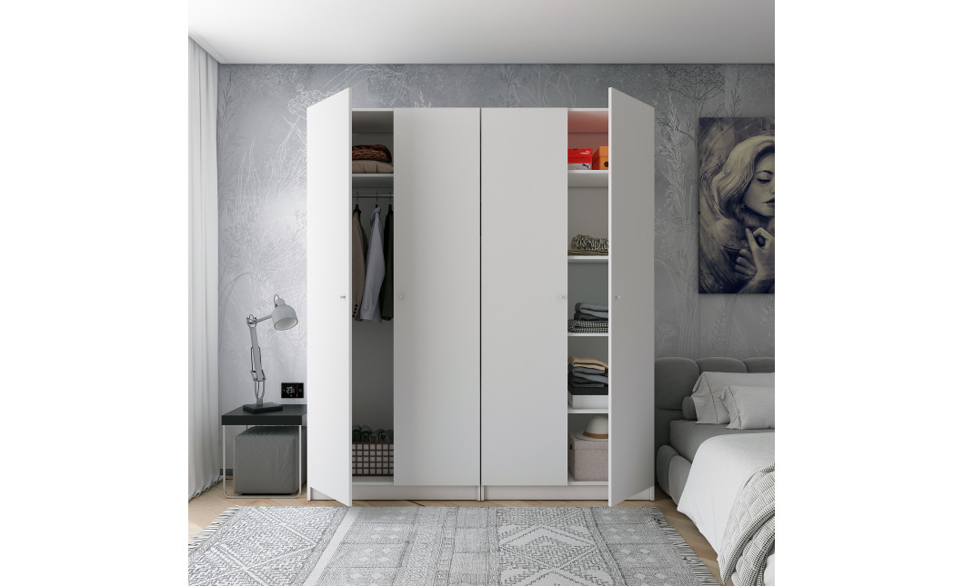 Gardróbszekrény szett Doros Promo polcokkal Fehér 2+2 bútorlap 180x48x204 (44900288)