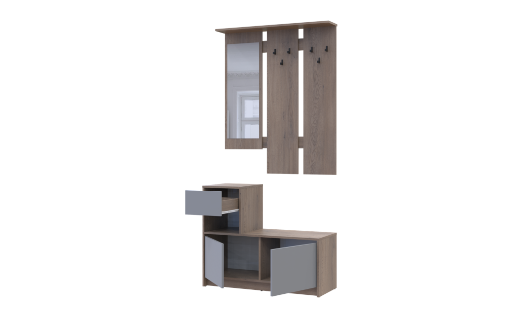 Előszoba Doros Bela Cremona Cannolo/Grey 1 Bútorlap / 1 tükör 100x40x210 (44900413)
