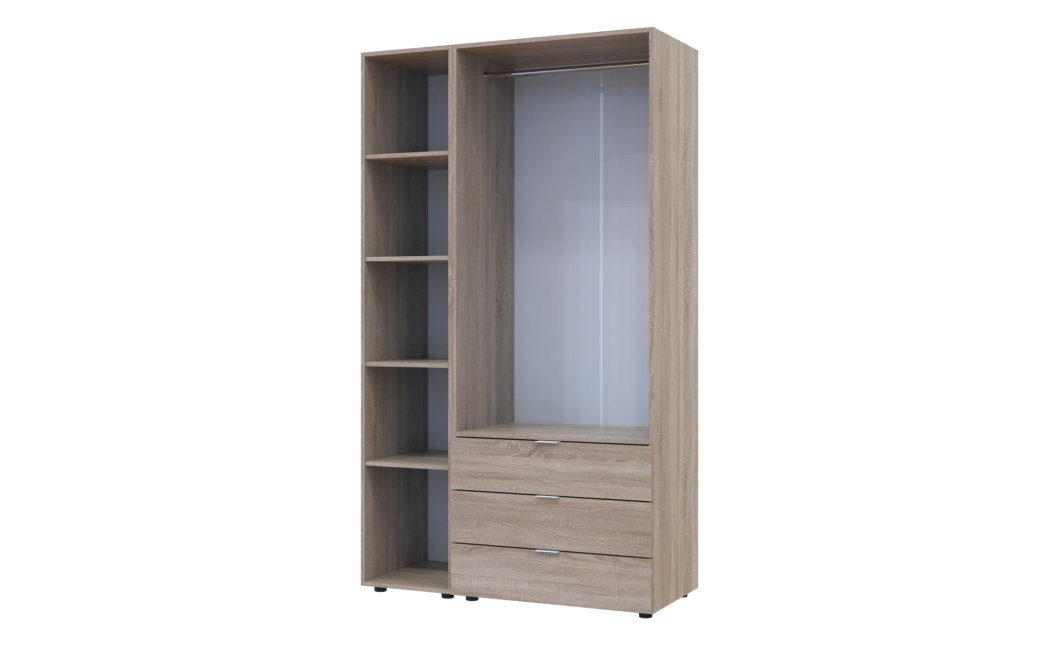 Nyílóajtós gardróbszekrény Doros Gelár Sonoma tölgy 2 bútorlap / Tükör 116,5x49,5x203,4 (42002156)