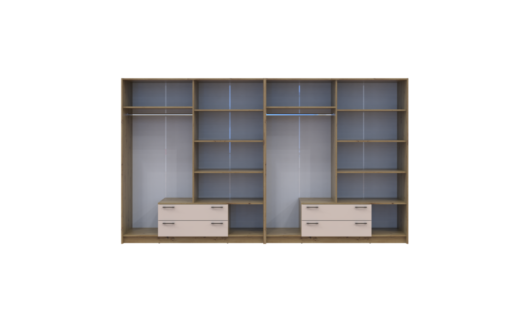 Nyílóajtós gardrobszekrény Doros Rondi Artisan tölgy/Kasmír 4+4 ajtós 320х52х195 (42005662)