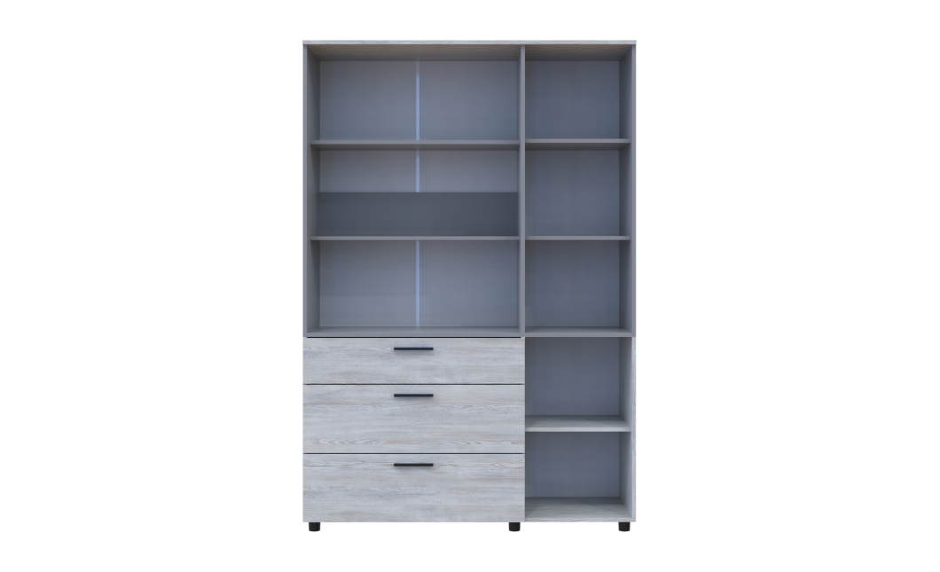 Nyílóajtós gardrobszekrény Doros Thorn Natti Lúcc/Szürke 3 ajtó/3 fiók polcokkal 135x51,6x200 (44900514)