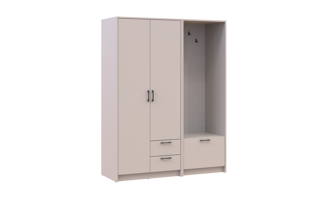 Nyílóajtós gardrobszekrény Doros Rondi akasztóval Kasmír 2 ajtós 142х52х195 (42005391)