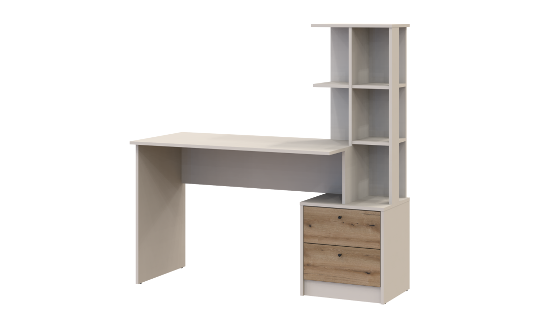 Felépítményes számítógépasztal Doros T7 kasmír/Ewok tölgy 136x55x138 (41516059)