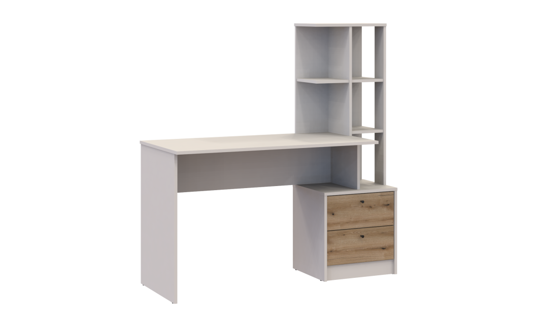 Felépítményes számítógépasztal Doros T7 kasmír/Ewok tölgy 136x55x138 (41516059)