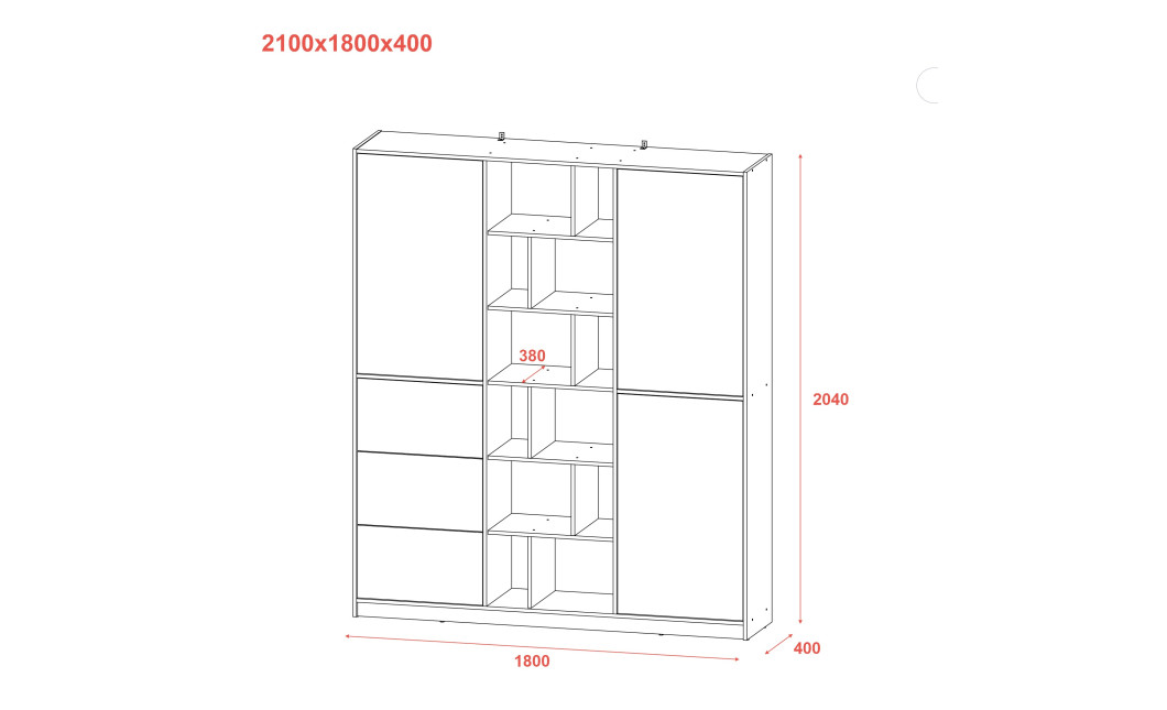 Nyílóajtós gardróbszekrény Doros Morgan Artizán tölgy / Grafitszürke bútorlap/Fiók 180x40x210 (42002256)