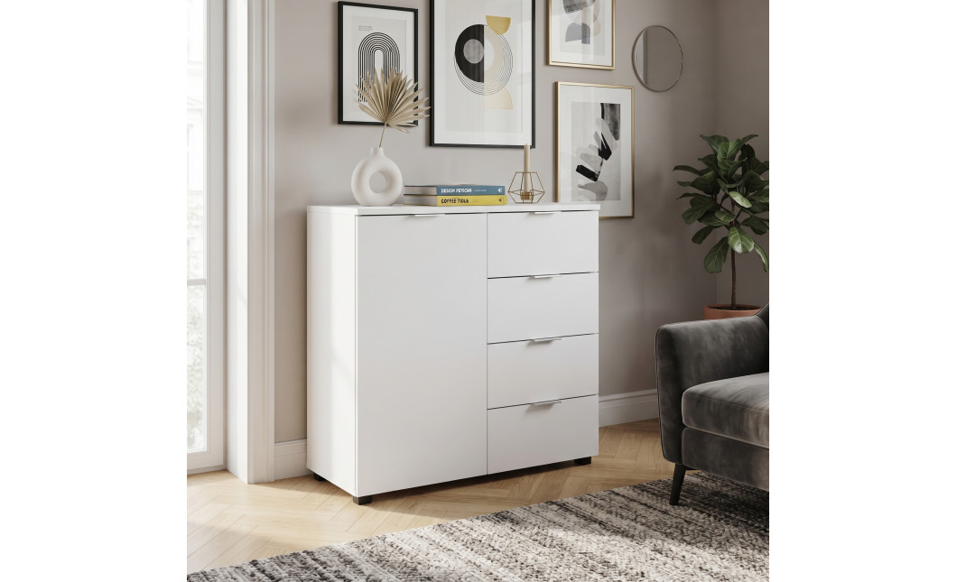 Komód Doros Ron 1 1 ajtó 4 Fiók Fehér 80x38x81 (41516005)