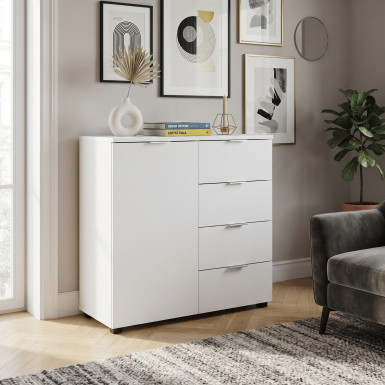 Komód Doros Ron 1 1 ajtó 4 Fiók Fehér 80x38x81 (41516005)