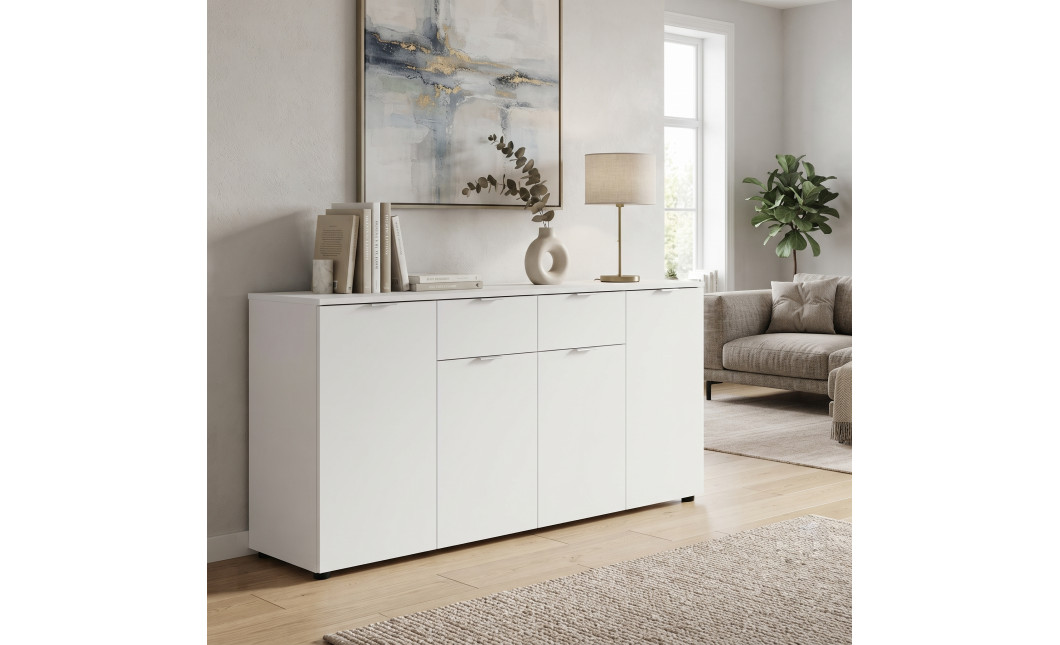 Komód Doros Ron 7 Fehér 4 bútorlap 2 Fiók 160x38x81 (44900222)