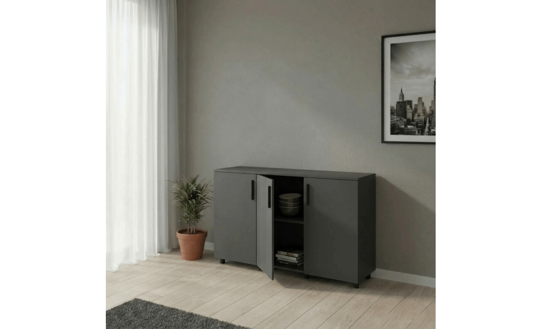 Komód Doros Thorn Antracit 3 ajtó 135×51,6×80 (41510173)