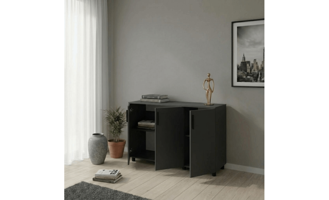 Komód Doros Thorn Antracit 3 ajtó 135×51,6×80 (41510173)