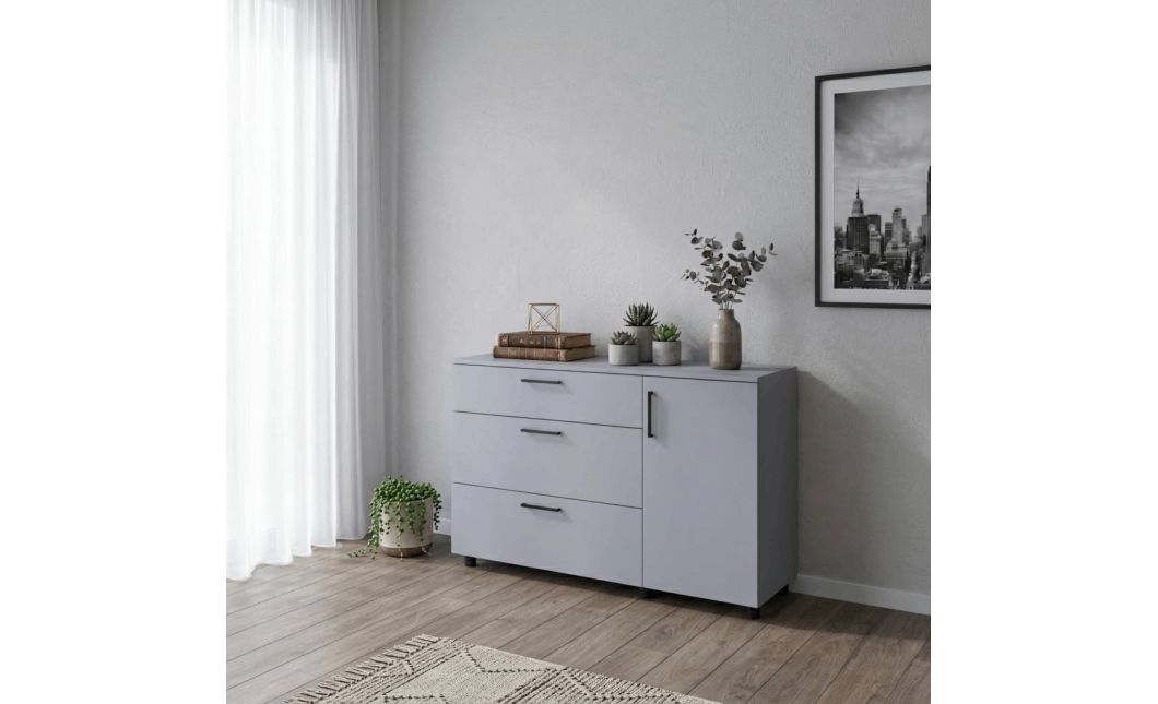 Komód Doros Thorn Szürke 3 fiók/1ajtó 135×51,6×80 (41510183)