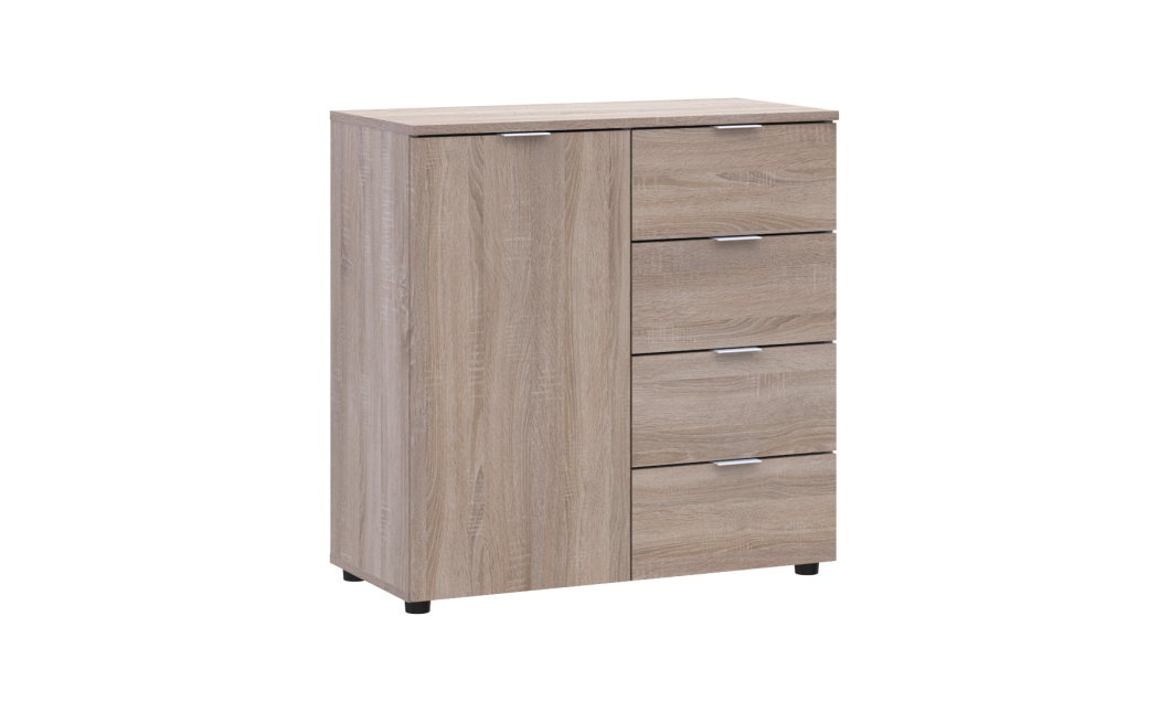 Komód Doros Ron 1 1 ajtó 4 Fiók Sonoma tölgy 80x38x81 (41516294)