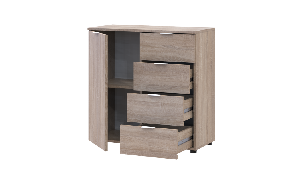 Komód Doros Ron 1 1 ajtó 4 Fiók Sonoma tölgy 80x38x81 (41516294)