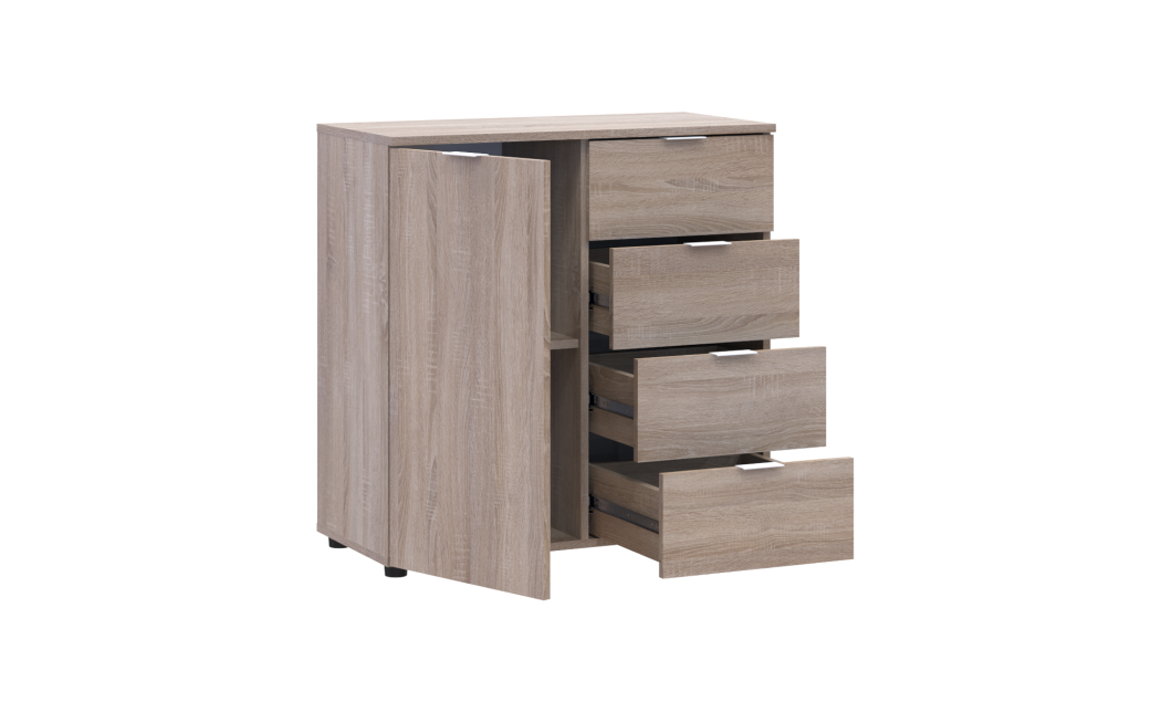Komód Doros Ron 1 1 ajtó 4 Fiók Sonoma tölgy 80x38x81 (41516294)