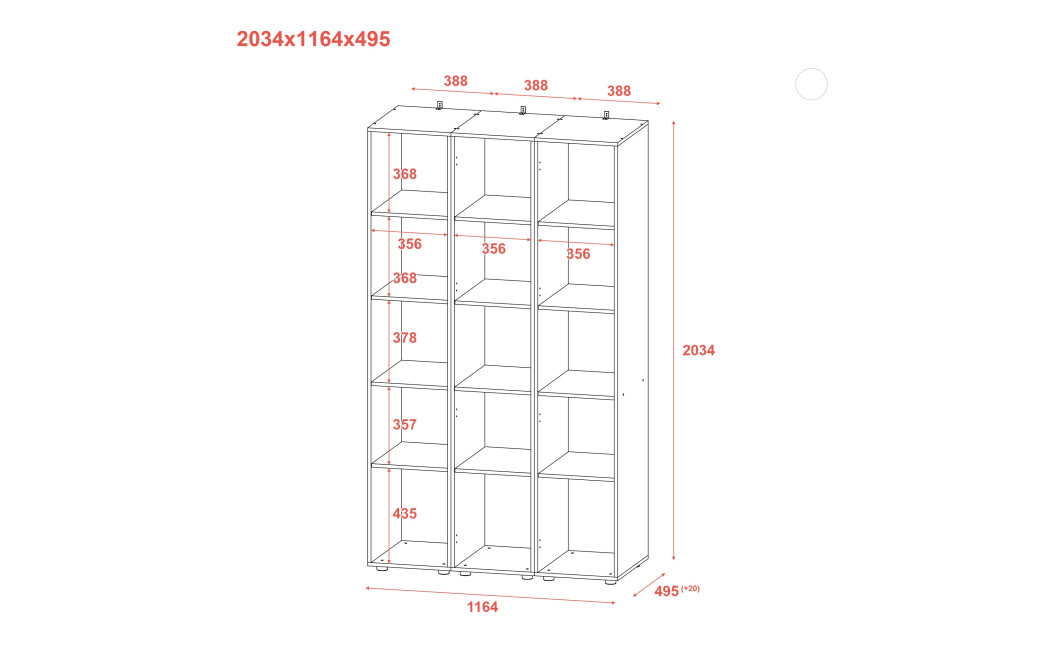 Gardróbszekrény szett 3 Tükör Doros Gelár kasmír 117x49,5x203,4 (42005104)
