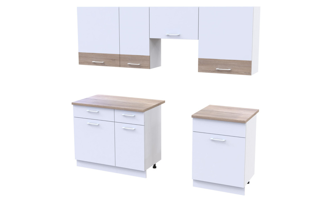 Leia Konyha Doros Fehér / Fehér tölgy betét Sonoma tölgy 220x60x250 (81359337)