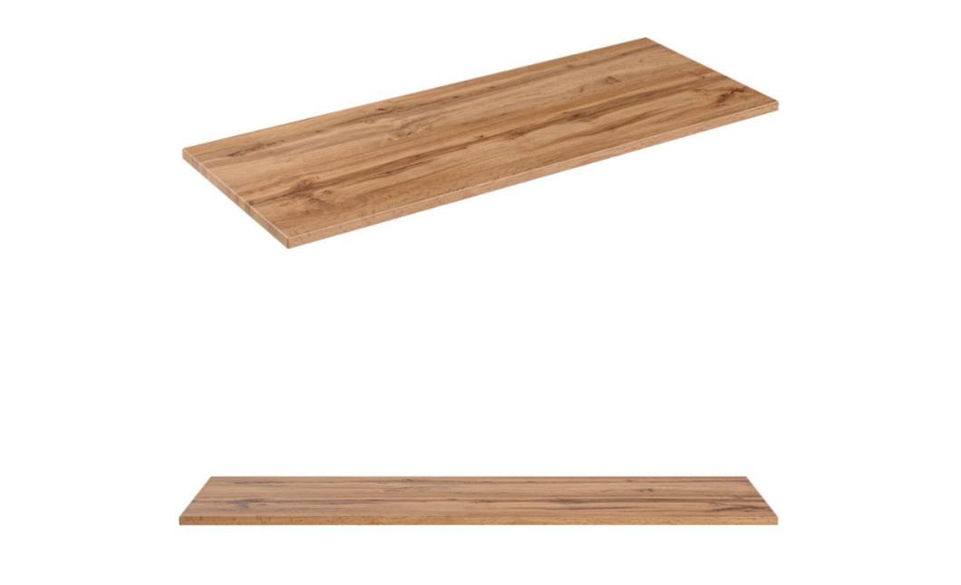 120 cm-es fürdőszobabútor-garnitúra munkalappal, 2 db Anna munkalapra szerelhető mosdóval, magas szekrénnyel és tükörrel (20090111)