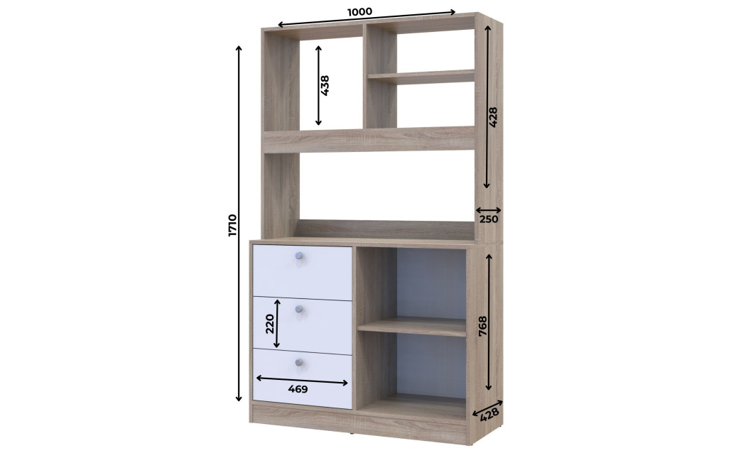 Mini-Konyha Doros Leia Sonoma tölgy / Fehér bútorlap 100x43x171 (81359335)