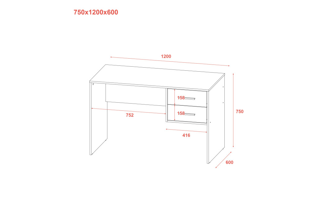 Számítógépasztal Doros T2 Sonoma tölgy 120x60x75 (81339306)