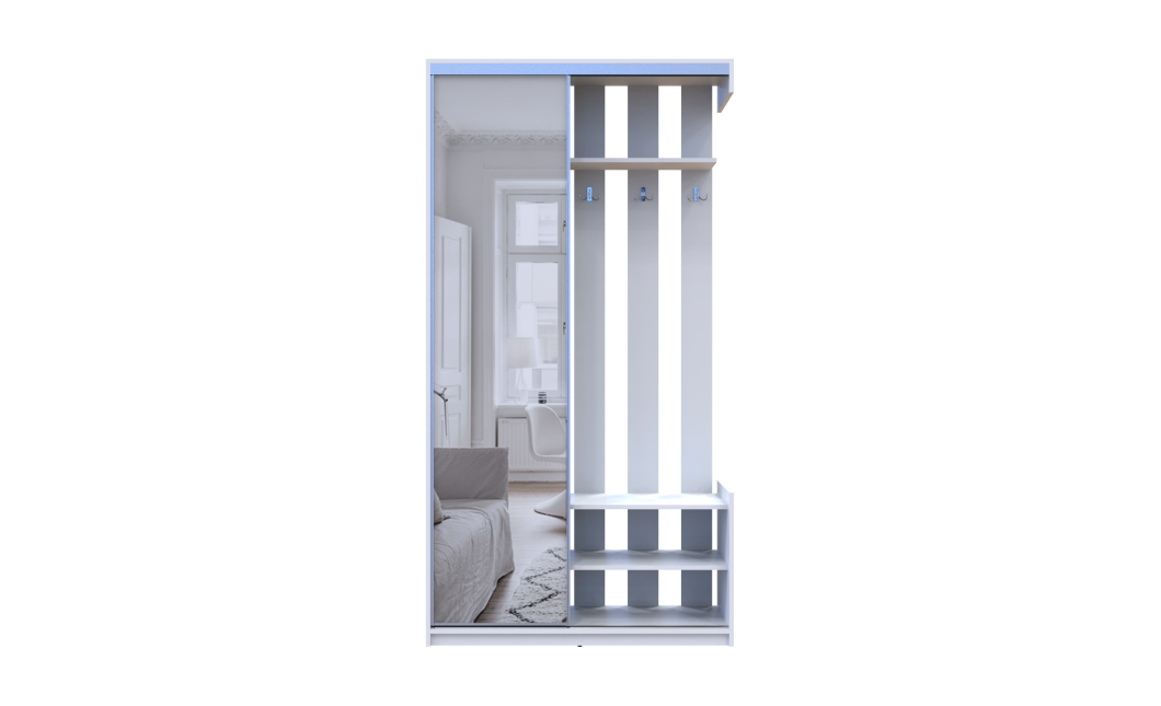 Előszobaszekrény Doros City One Door Fehér 1 Tükör 110x45x210 (44900058)