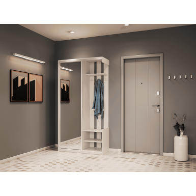 Előszobaszekrény Doros City One Door Fehér 1 Tükör 110x45x210 (44900058)