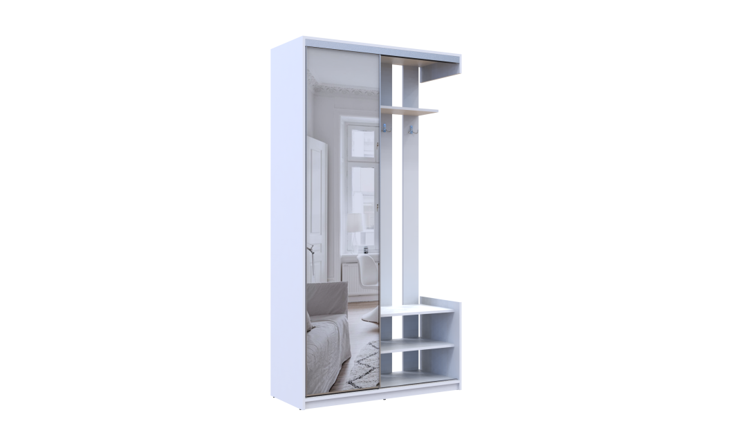 Előszobaszekrény Doros City One Door Fehér 1 Tükör 110x45x210 (44900058)