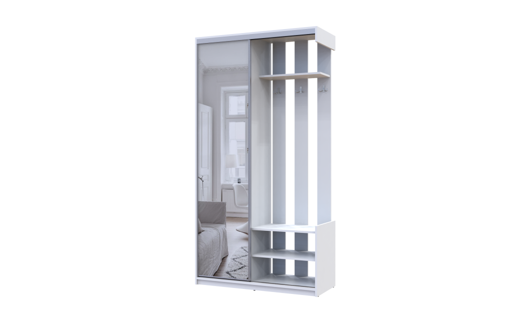 Előszobaszekrény Doros City One Door Fehér 1 Tükör 110x45x210 (44900058)