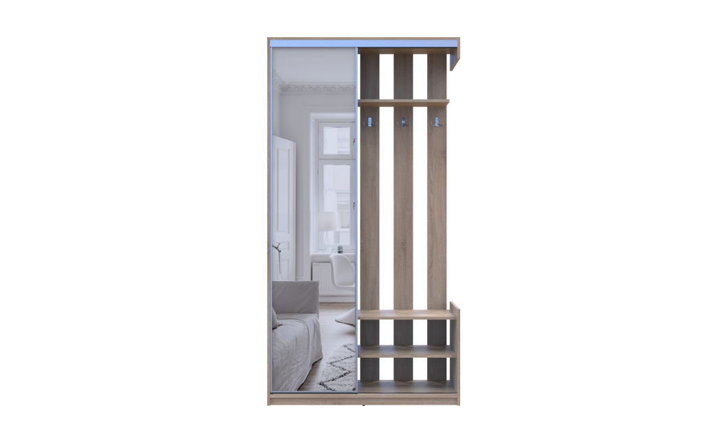 Előszobaszekrény Doros City One Door Sonoma tölgy 1 Tükör 110x45x210 (44900083)
