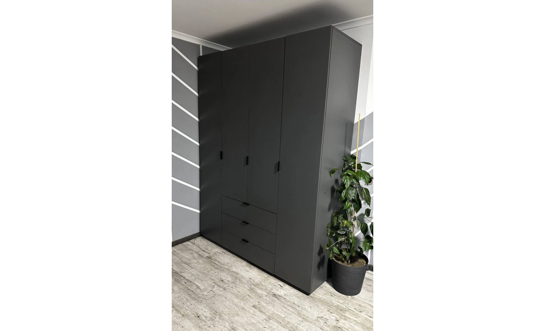 Nyílóajtós gardróbszekrény Doros Gelár Grafitszürke 4 bútorlap 155x49,5x203,4 (80737075)