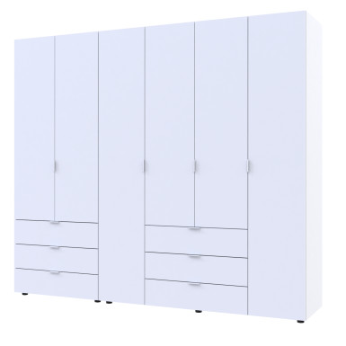 Nyílóajtós gardróbszekrény Doros Gelár szett Fehér 2+4 bútorlap 232.5x49.5x203.4 (42002124)
