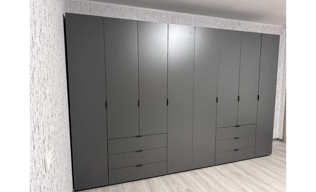 Nyílóajtós gardróbszekrény Doros Gelár szett Grafitszürke 4+4 bútorlap 310x49,5x203,4 (42002130)