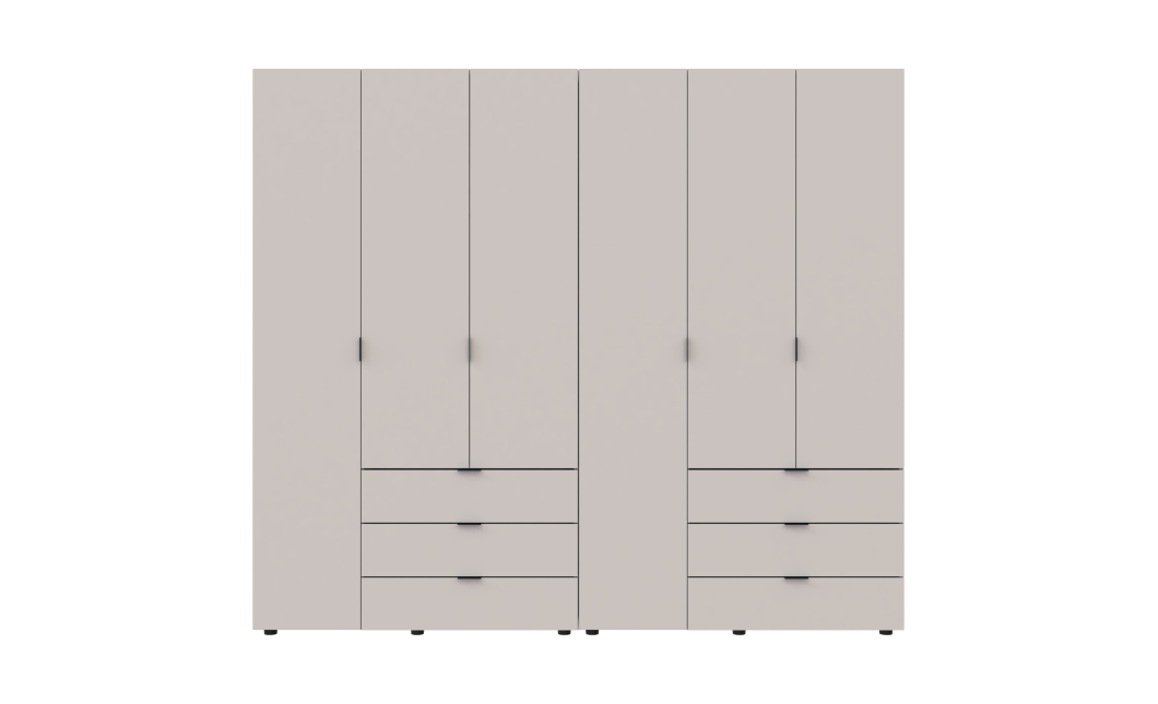 Nyílóajtós gardróbszekrény Doros Gelár szett kasmír 3+3 bútorlap 232,4x49,5x203,4 (80737640)