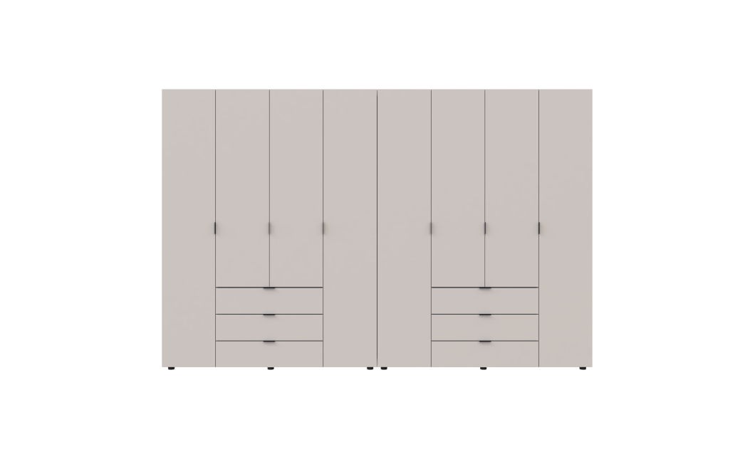 Nyílóajtós gardróbszekrény Doros Gelár szett kasmír 4+4 bútorlap 310x49,5x203,4 (80737642)