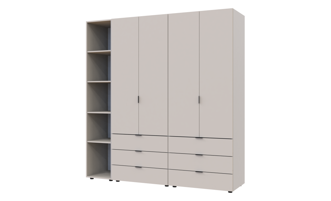Nyílóajtós gardróbszekrény Doros Gelár nyitott polccal 2+2 bútorlap 193,2x49,5x203,4 (80737649)