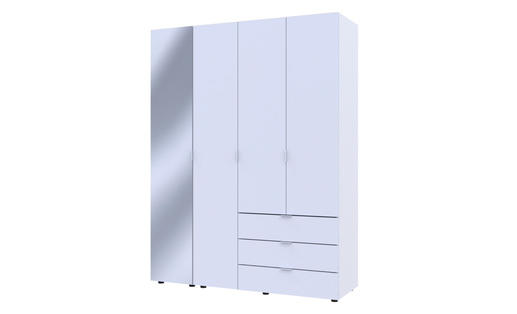 Nyílóajtós gardróbszekrény Doros Gelár Fehér 3 bútorlap / Tükör 155x49,5x203,4 (42002157)