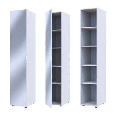 Nyílóajtós gardróbszekrény Doros Gelár Fehér Tükör 39x49,5x203,4 (44900242)