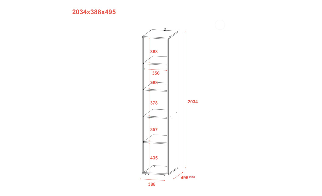 Nyílóajtós gardróbszekrény Doros Gelár Fehér Tükör 39x49,5x203,4 (44900242)