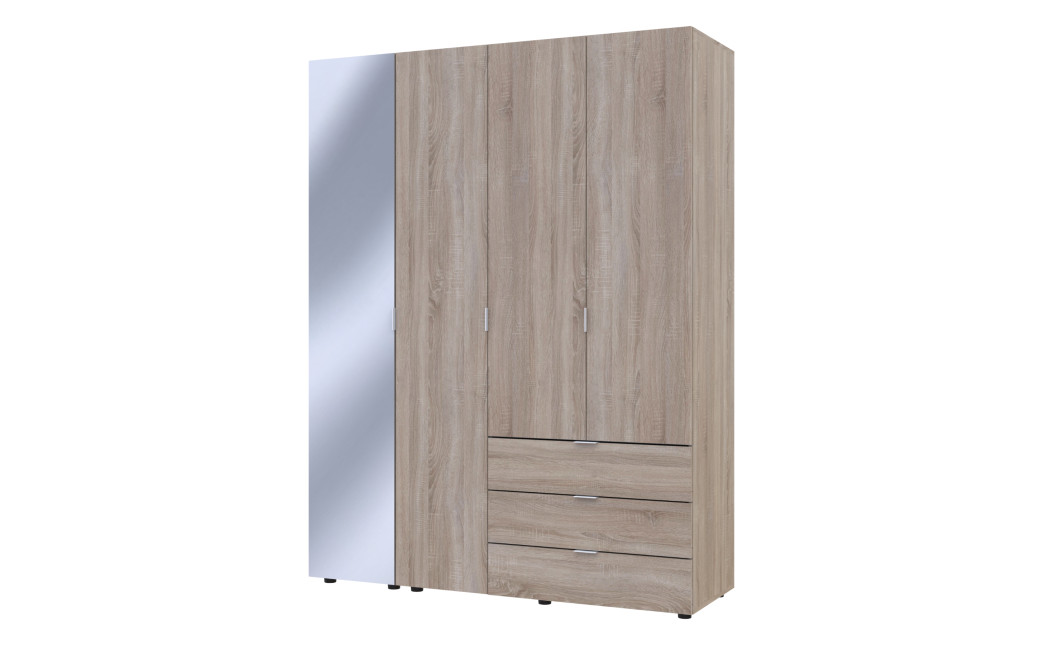Nyílóajtós gardróbszekrény Doros Gelár Sonoma tölgy 3 bútorlap / Tükör 155x49,5x203,4 (42002159)