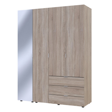 Nyílóajtós gardróbszekrény Doros Gelár Sonoma tölgy 3 bútorlap / Tükör 155x49,5x203,4 (42002159)