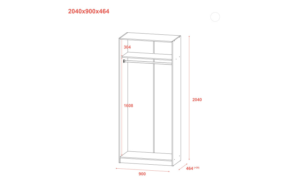 Nyílóajtós gardróbszekrény Doros Promo Antracit 2 ajtó 90x48x204 (44900523)