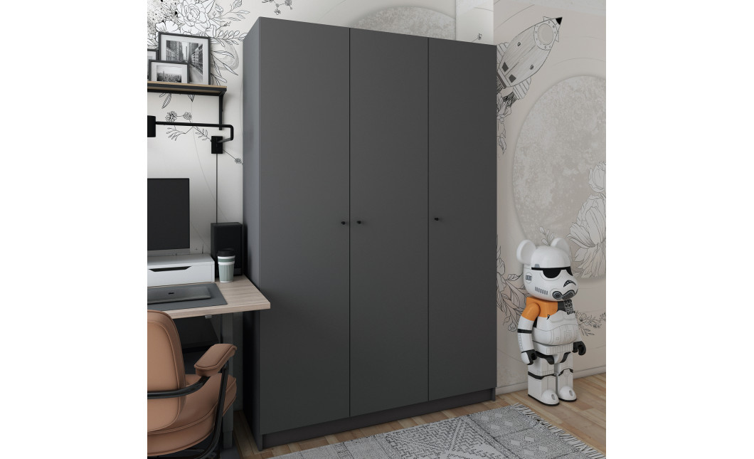 Nyílóajtós gardrobszekrény Doros Promo 3 ajtó Antracit 135х48х204 (44900524)