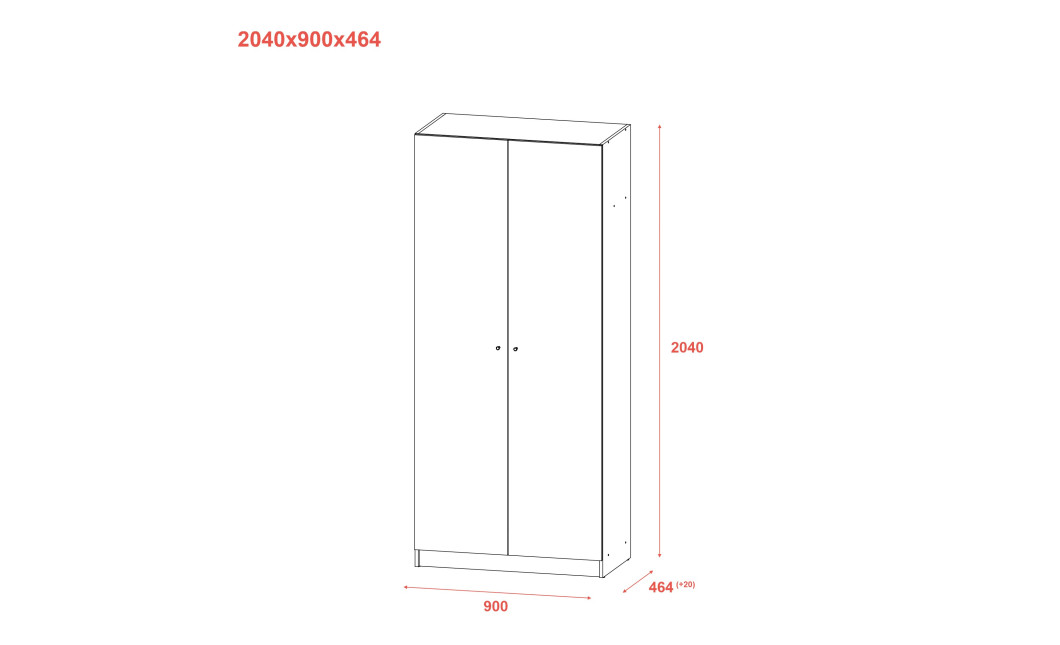 Nyílóajtós gardróbszekrény Doros Promo Fehér 2 bútorlap 90x48x204 (80737070)