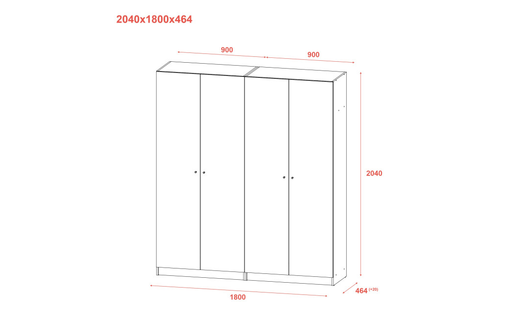 Gardróbszekrény szett Doros Promo polccokkal 2+2 ajtó Antracit 180х48х204 (42005334)